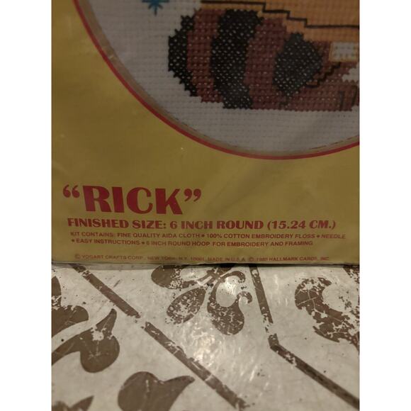NIP Rick The Raccoon Counted Crossstich With Embroidery Hoop 6” Round - Picture 2 of 3